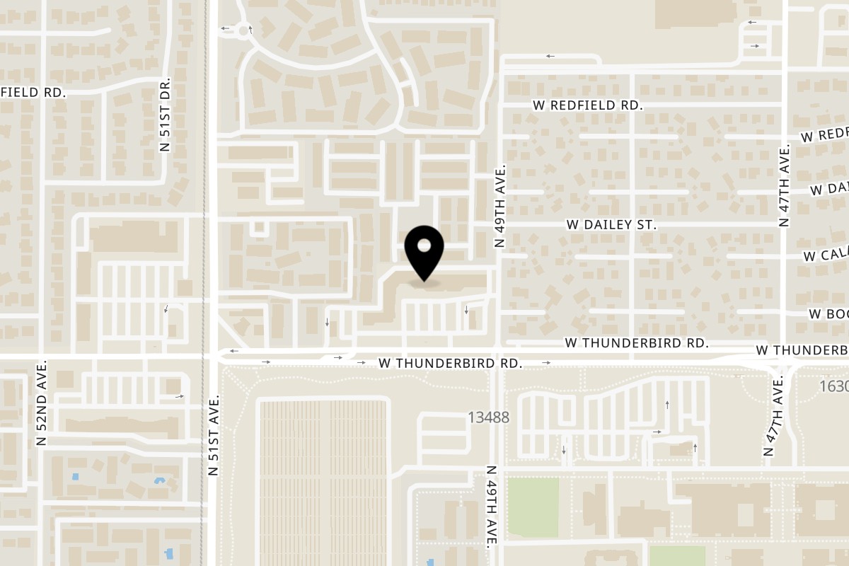 Map showing the location of Ohya Sushi, Korean Kitchen & Bar on 4920 W Thunderbird Rd #117 in Glendale